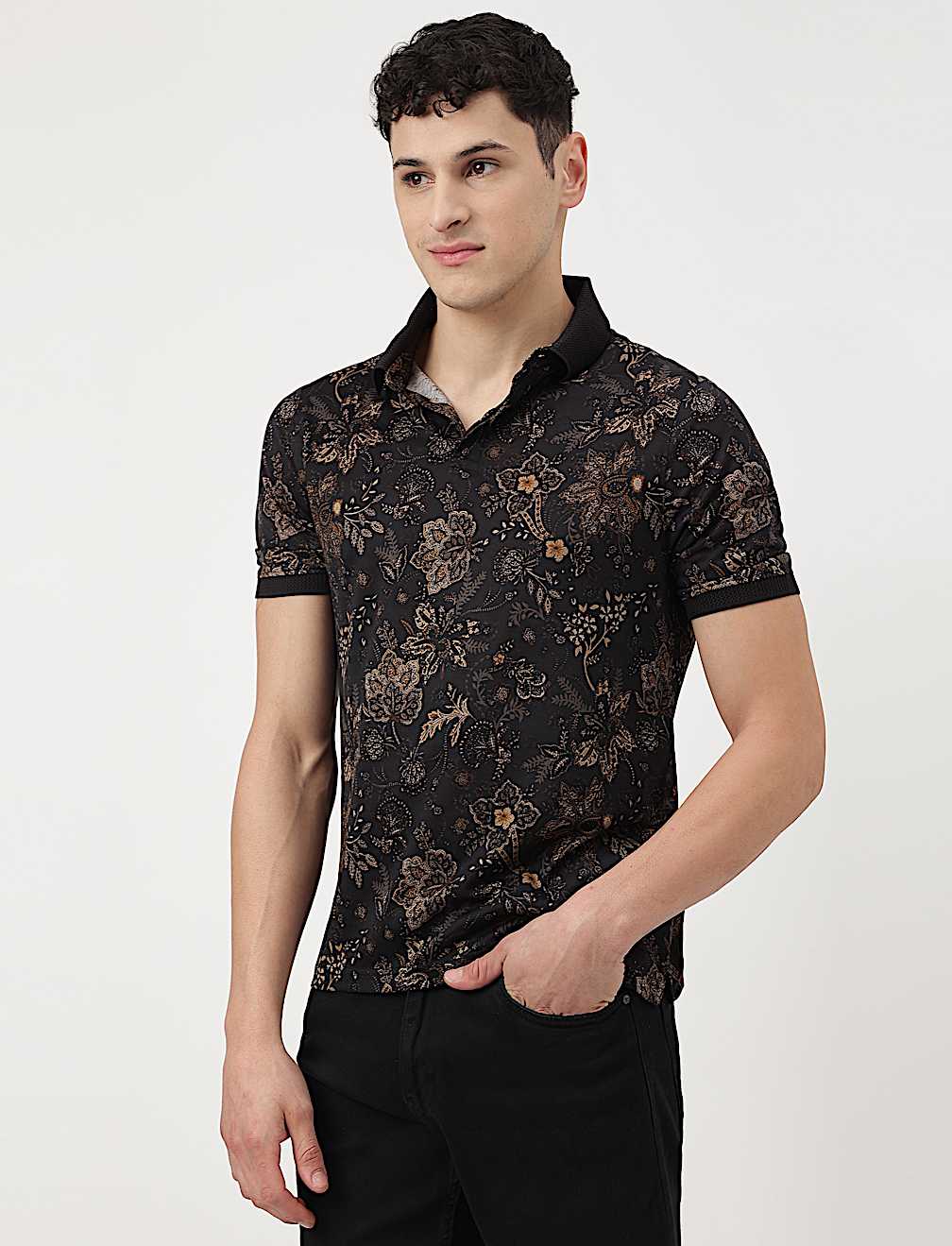Pure Cotton Printed Polo T-Shirt