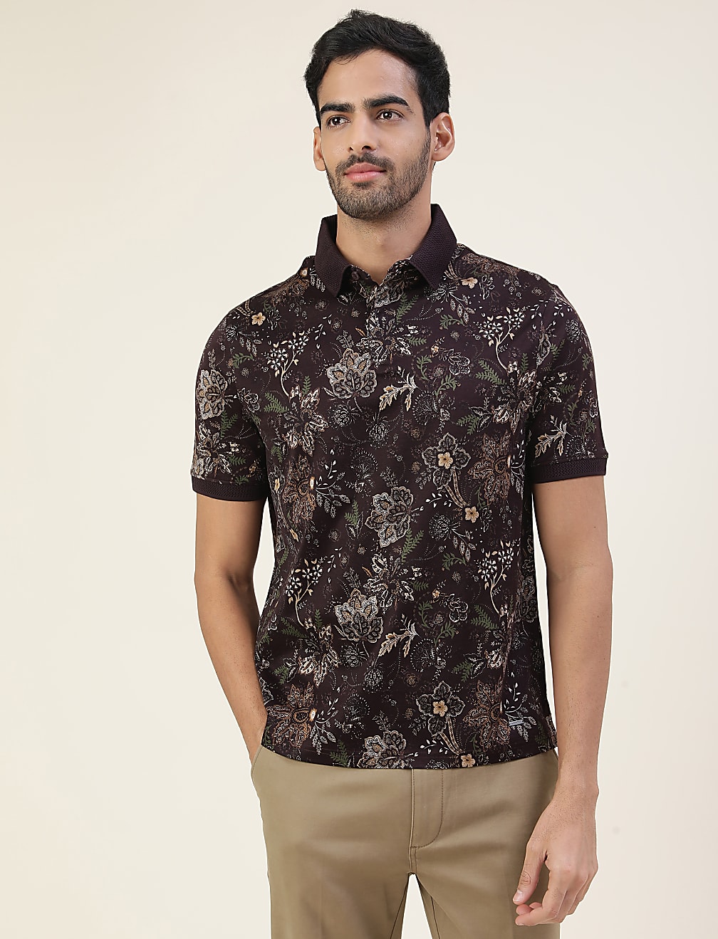 Pure Cotton Printed Polo T-Shirt
