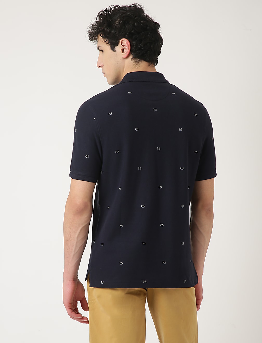 Pure Cotton Printed Polo Neck T-Shirt