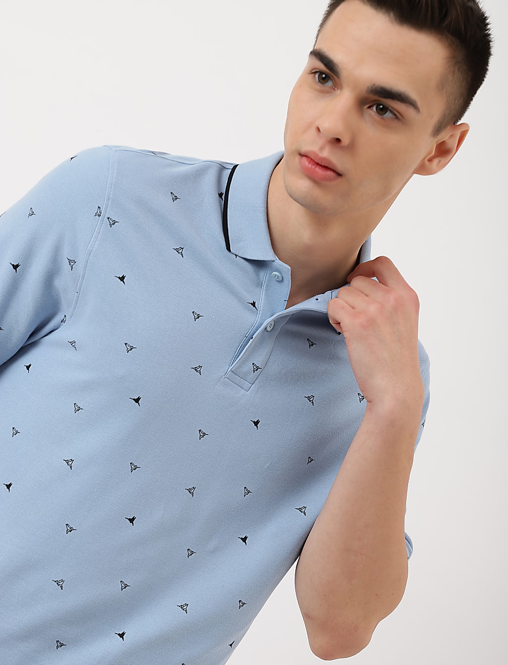 Pure Cotton Printed Polo Collar T-Shirt