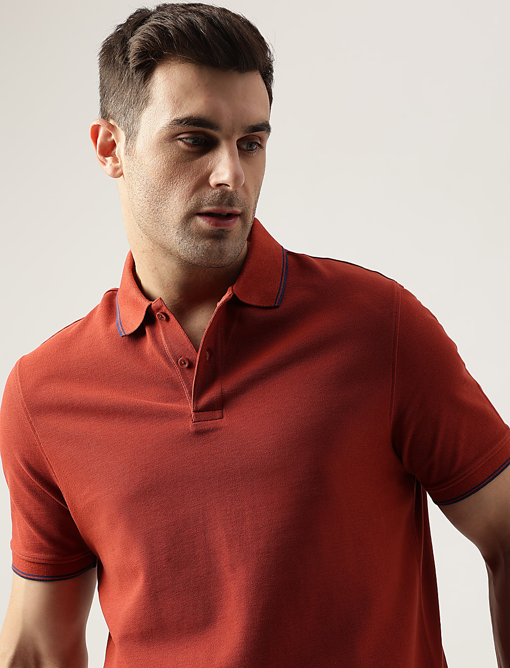 Cotton Striped Spread Collar Polo T-Shirt