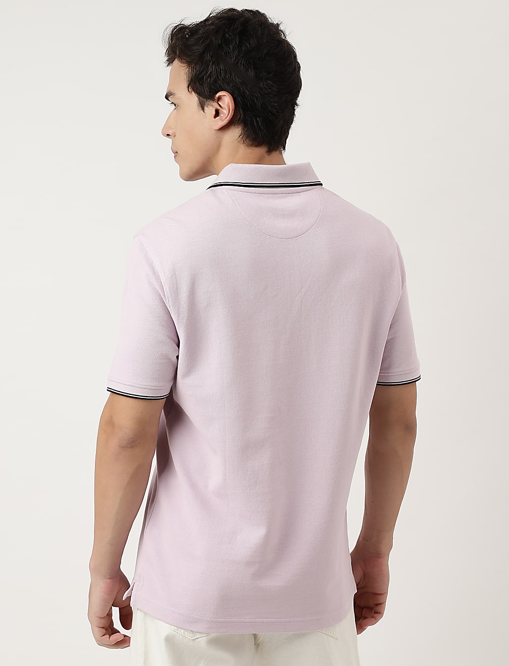 Cotton Striped Spread Collar Polo T-Shirt