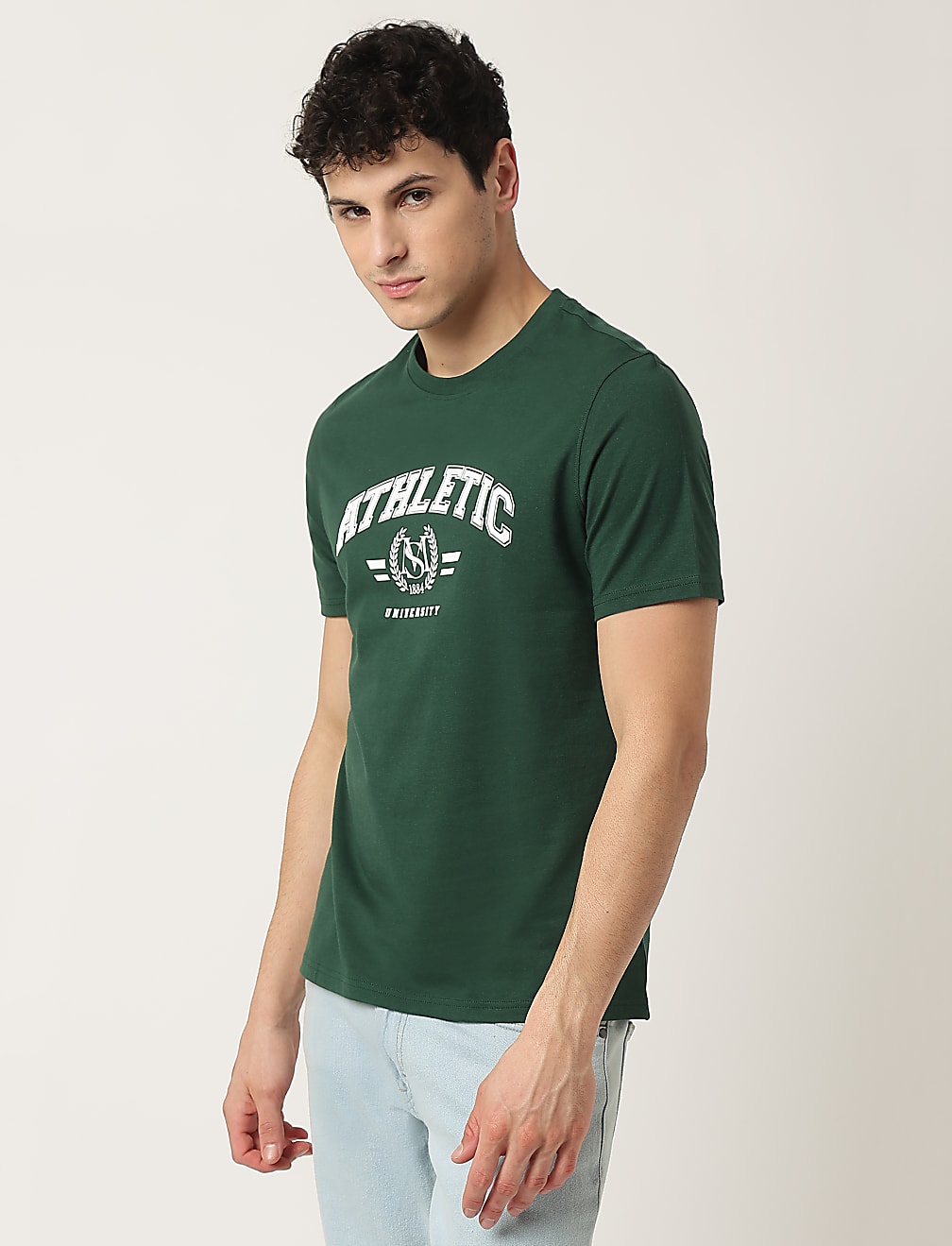 Pure Cotton Printed Crew Neck T-Shirt