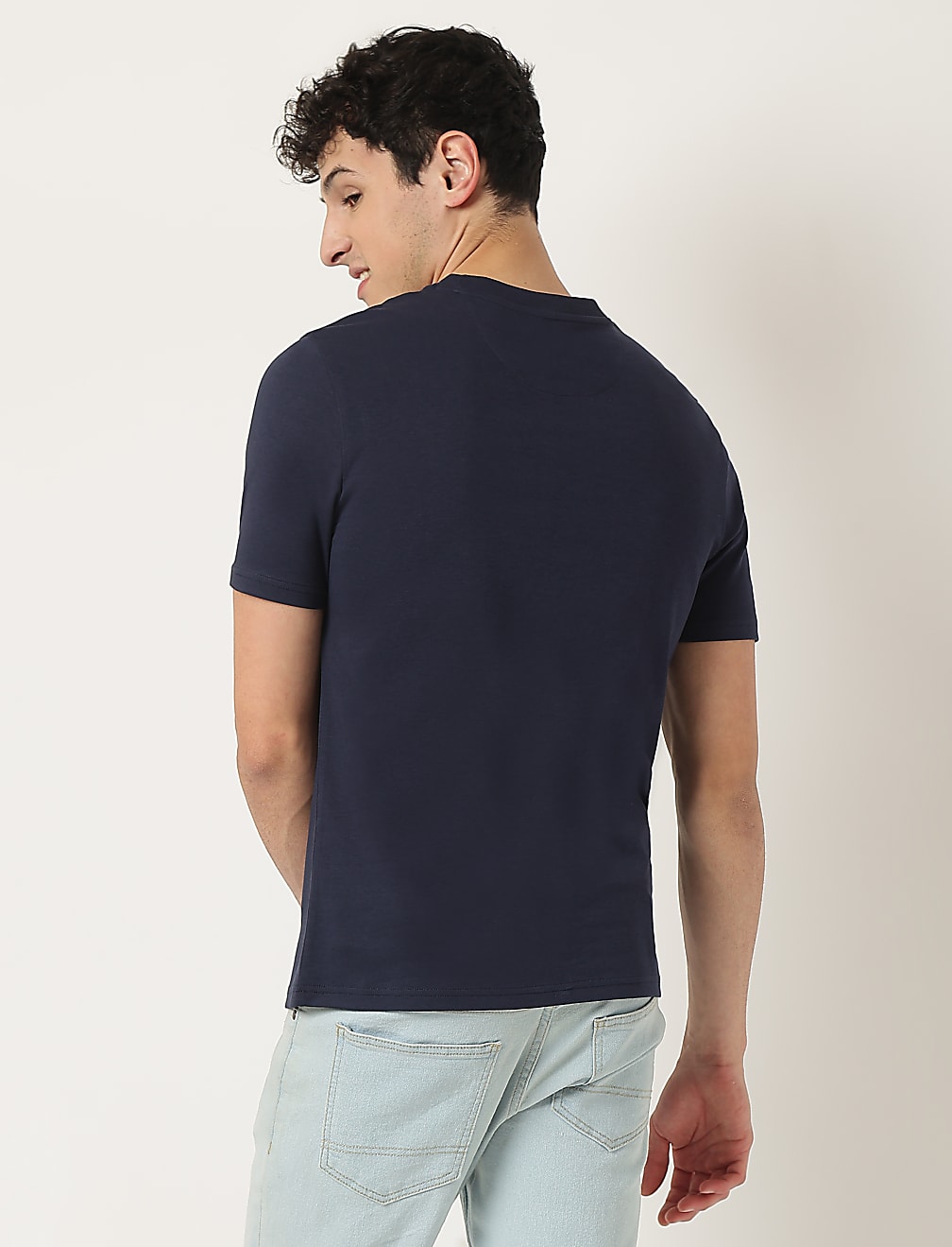 Pure Cotton Geometric Crew Neck T-Shirt
