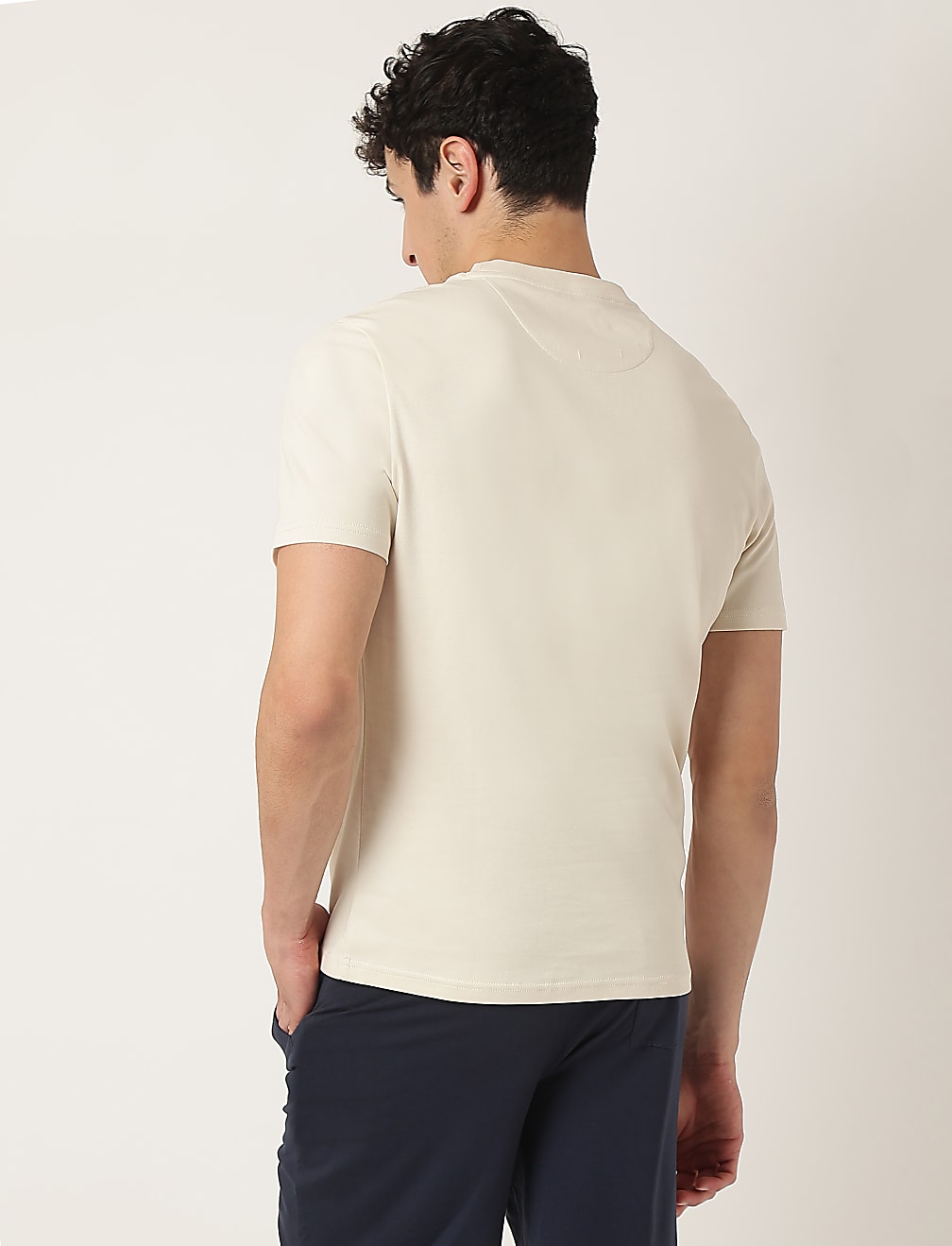 Pure Cotton Geometric Crew Neck T-Shirt