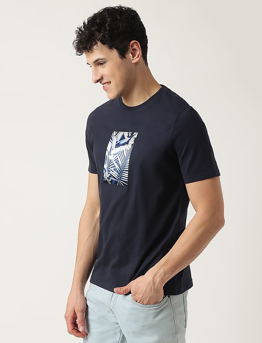 Pure Cotton Graphic Print Crew Neck T-Shirt