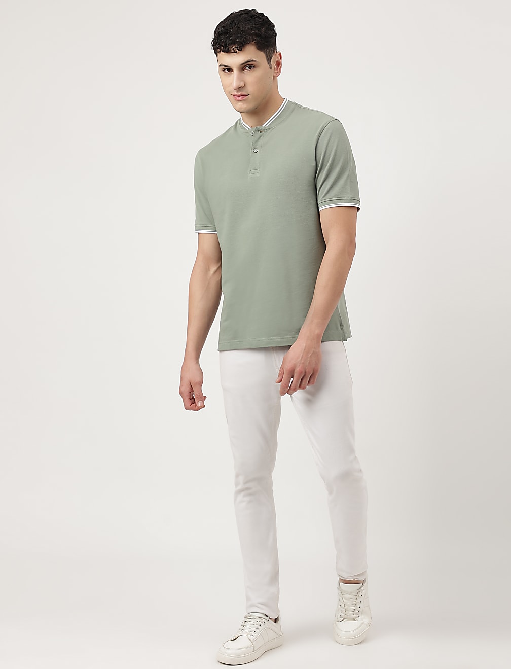 Pure Cotton Striped Ribbed Collar Polo