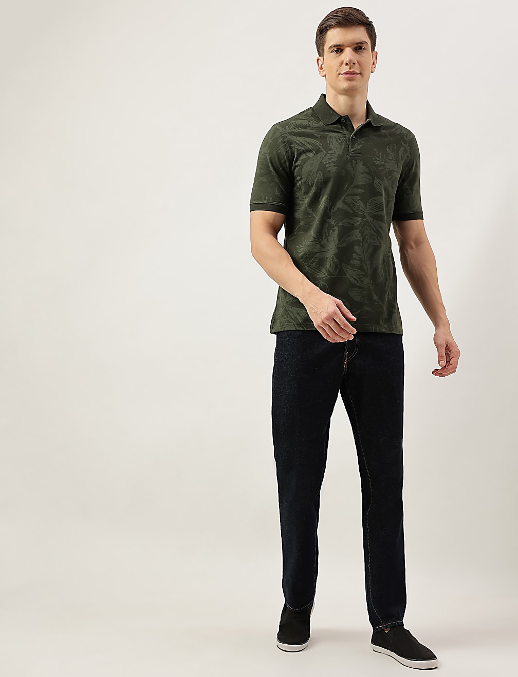 Cotton Rich Floral Print Short Sleeve Polo Shirt