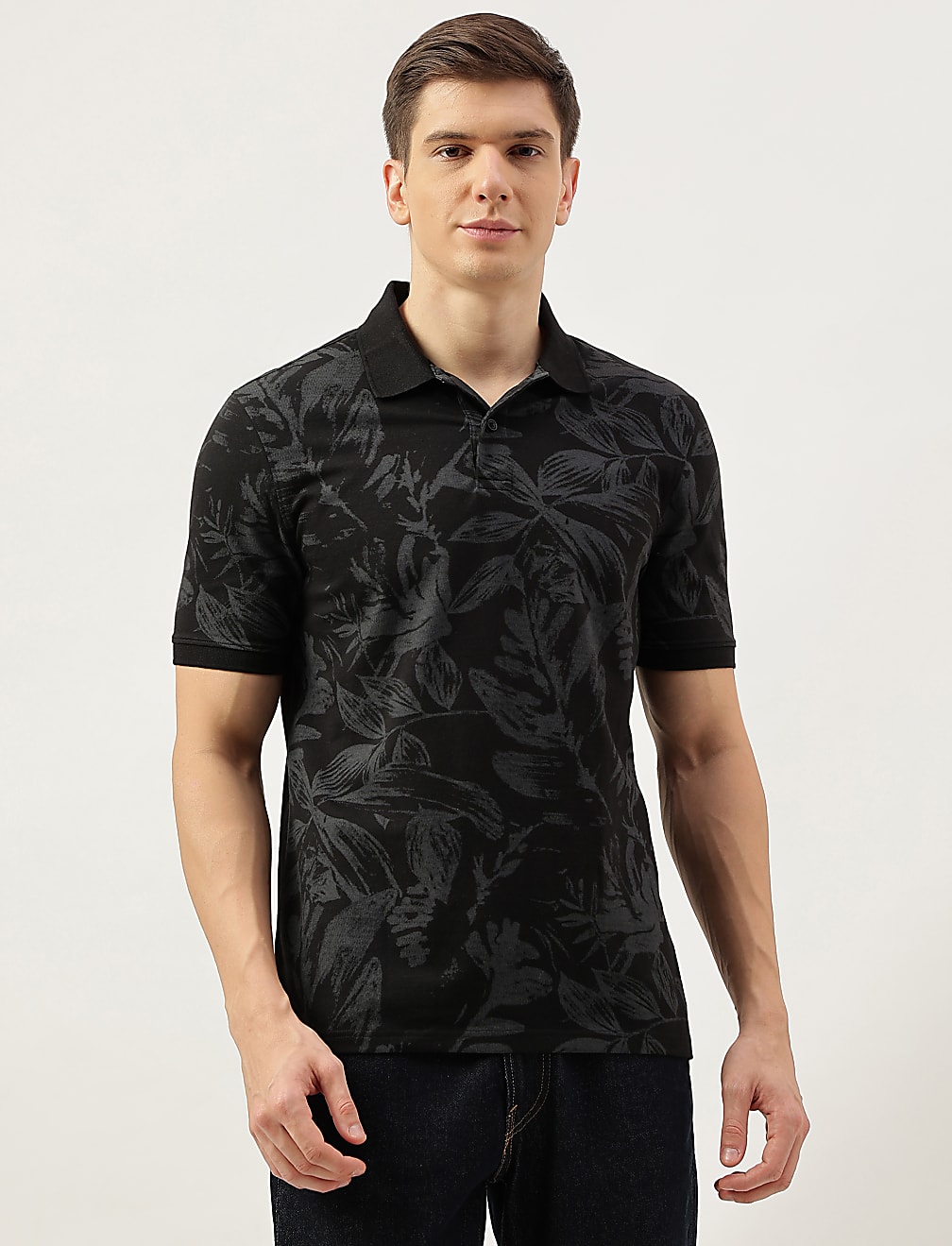 Cotton Rich Floral Print Short Sleeve Polo Shirt