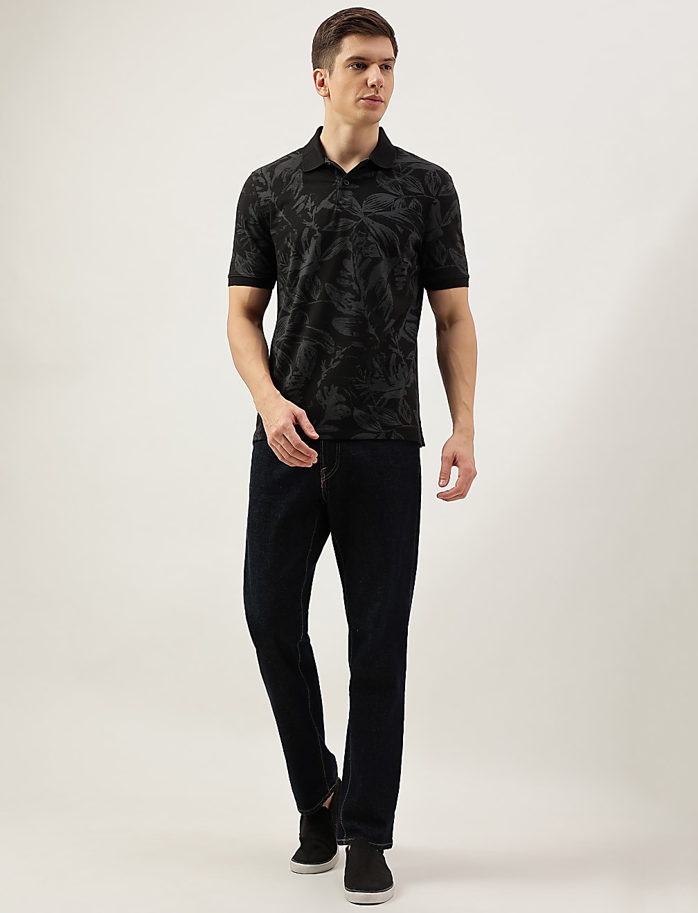 Cotton Rich Floral Print Short Sleeve Polo Shirt
