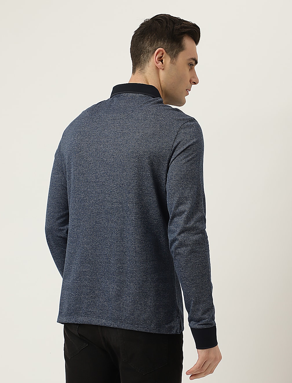 Polo Neck Textured T-Shirt