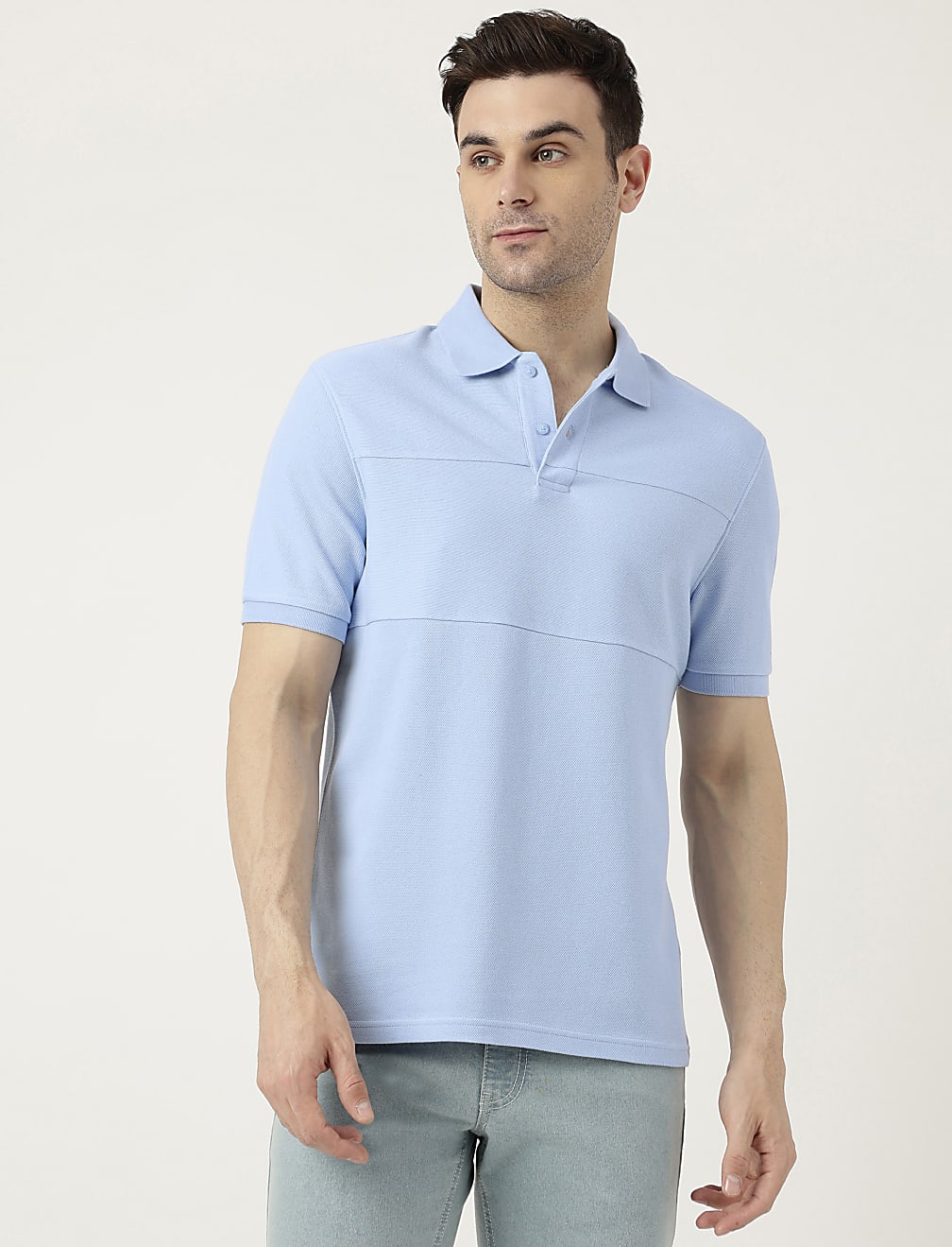 Pure Cotton Polo Neck Solid T-Shirt