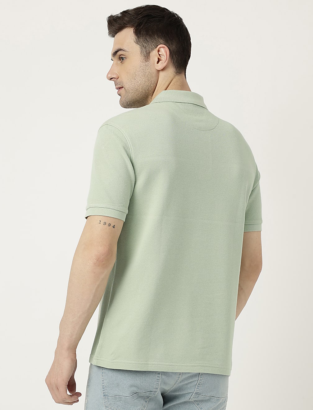 Pure Cotton Polo Neck Solid T-Shirt