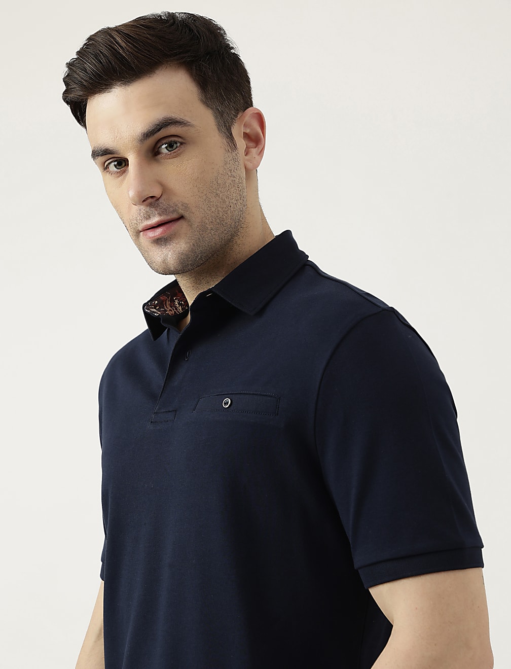 Pure Cotton Polo Neck Solid T-Shirt
