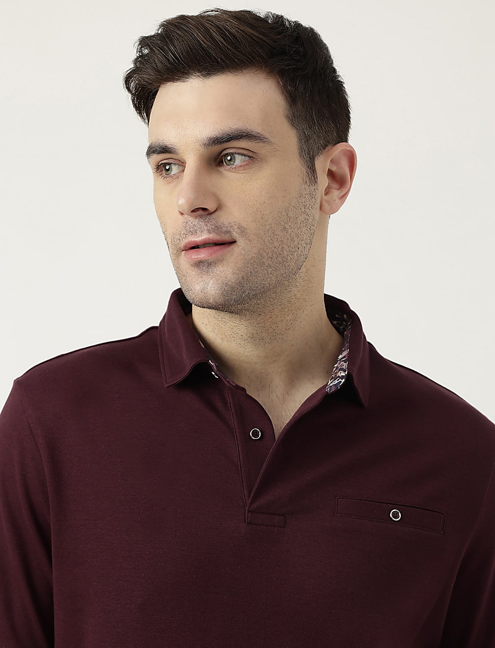 Pure Cotton Polo Neck Solid T-Shirt
