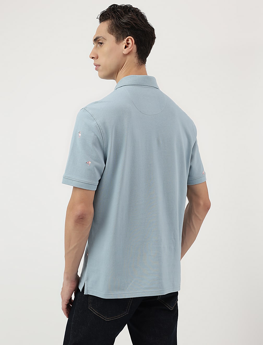 Pure Cotton Embroidered Polo Neck T-Shirt