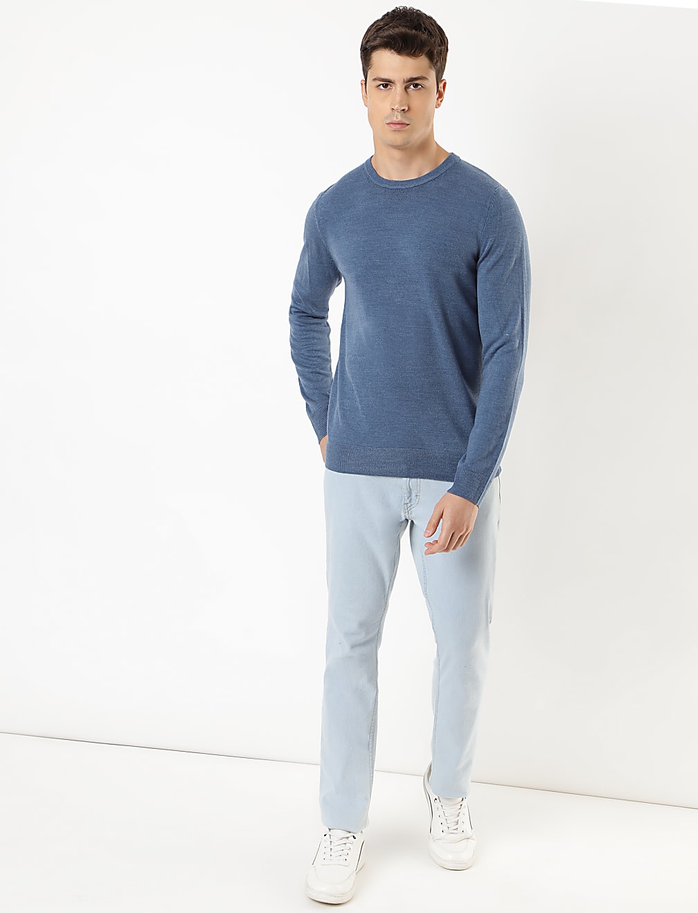 Pure Acrylic Knitted Crew Neck Jumper