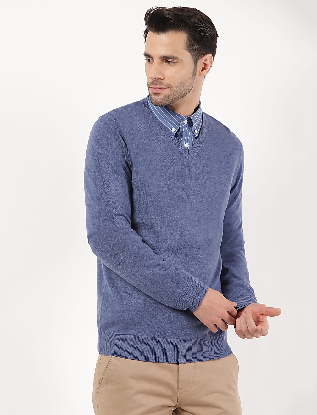 Pure Acrylic Plain V-Neck Cardigans