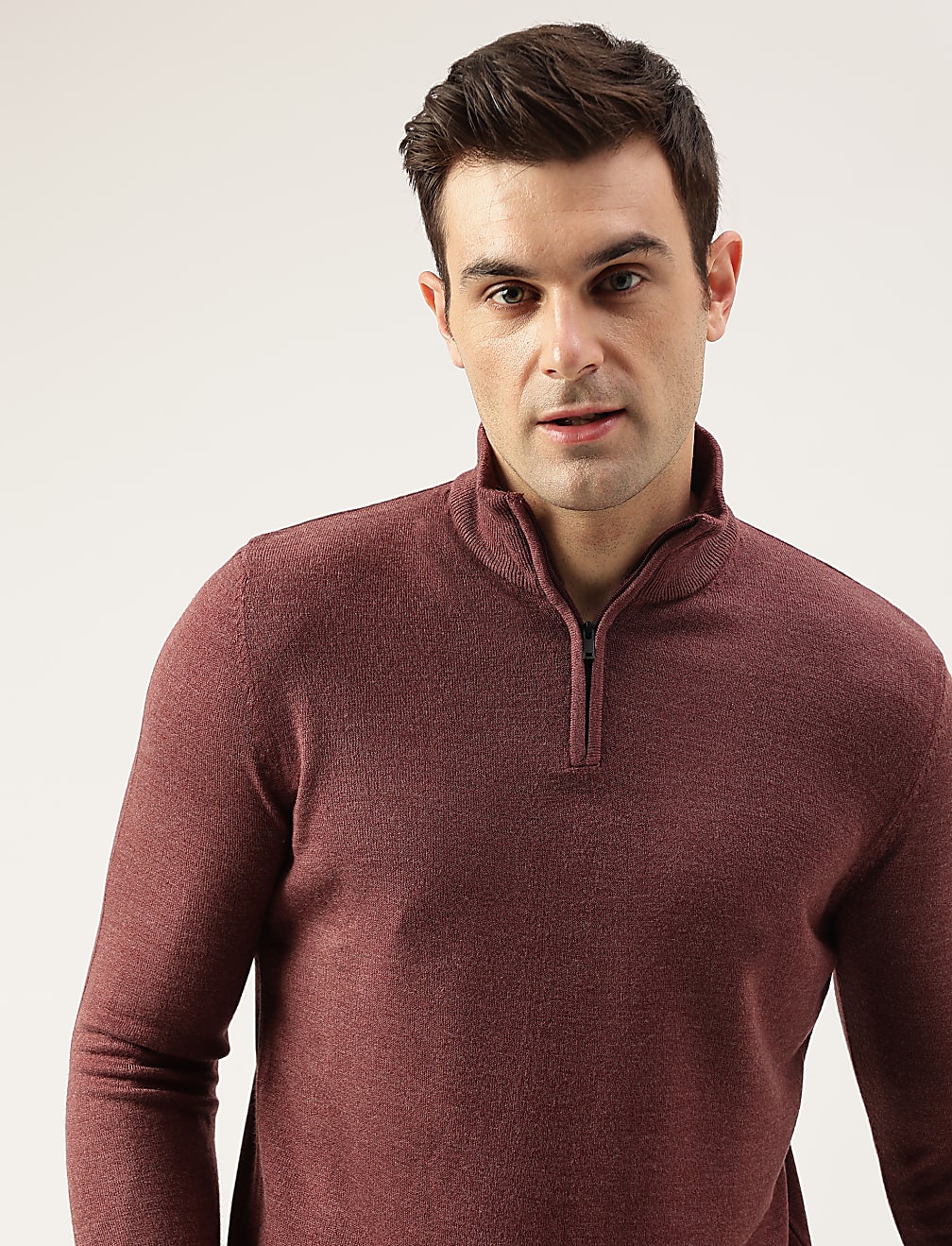 Pure Acrylic Plain High Neck Jumper
