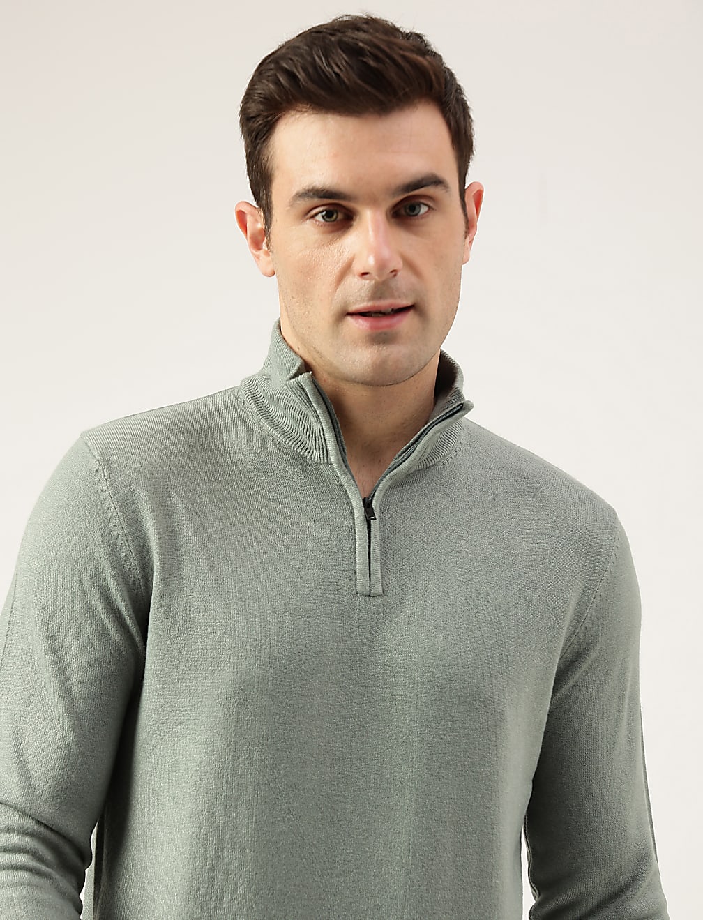 Pure Acrylic Plain High Neck Jumper