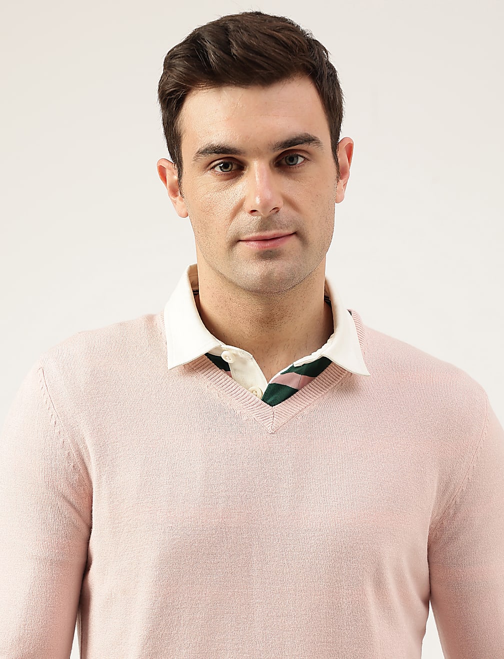 Pure Acrylic Plain V-Neck Jumper