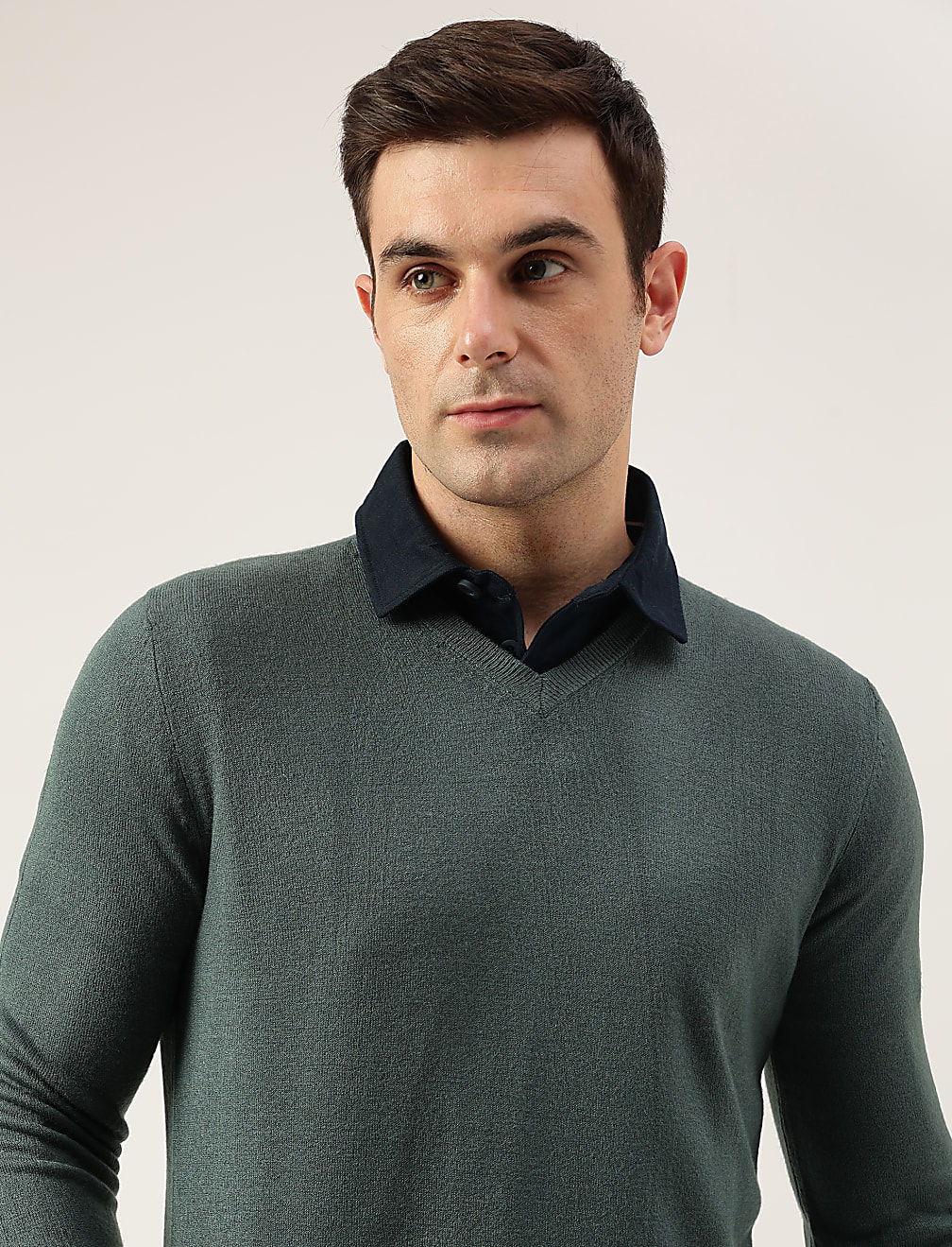 Pure Acrylic Plain V-Neck Jumper