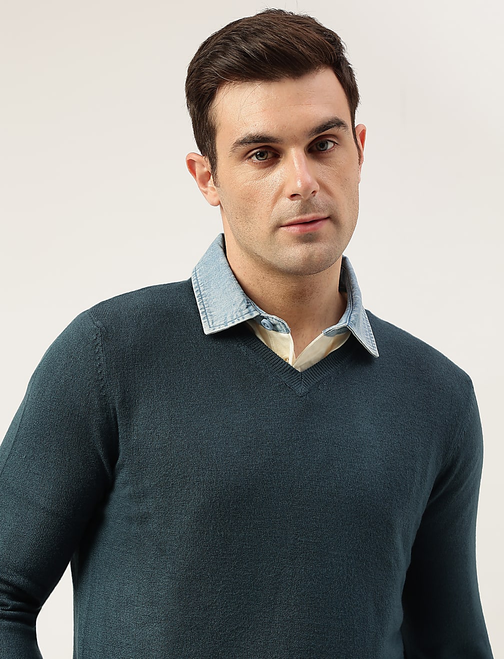 Pure Acrylic Plain V-Neck Jumper