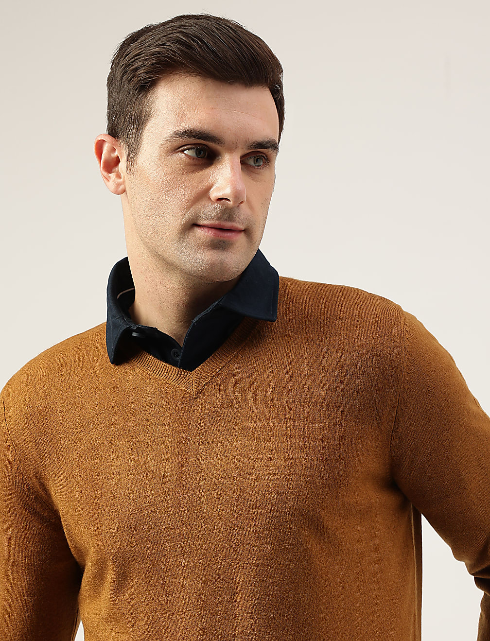 Pure Acrylic Plain V-Neck Jumper