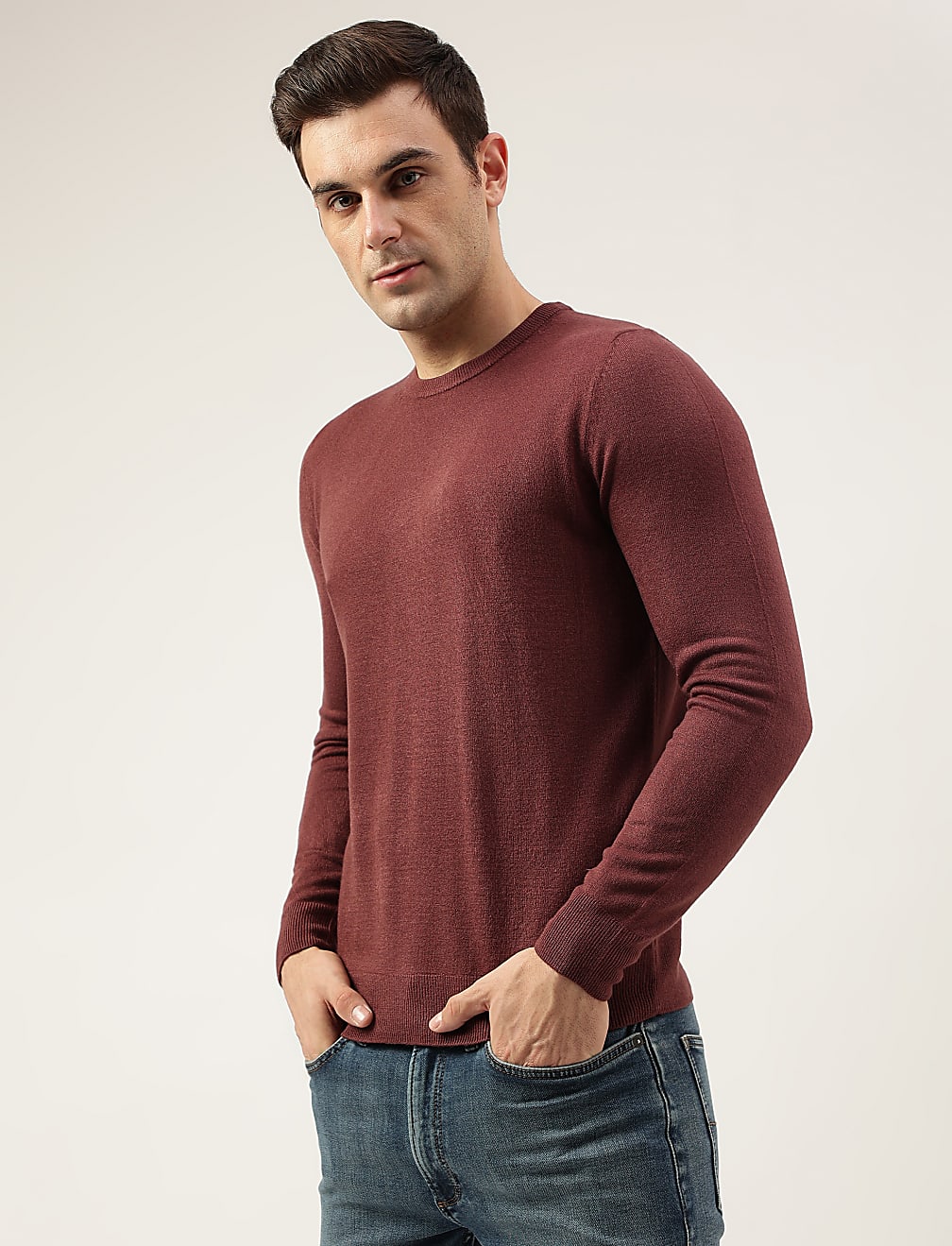 Pure Acrylic Stripes Round Neck Jumper