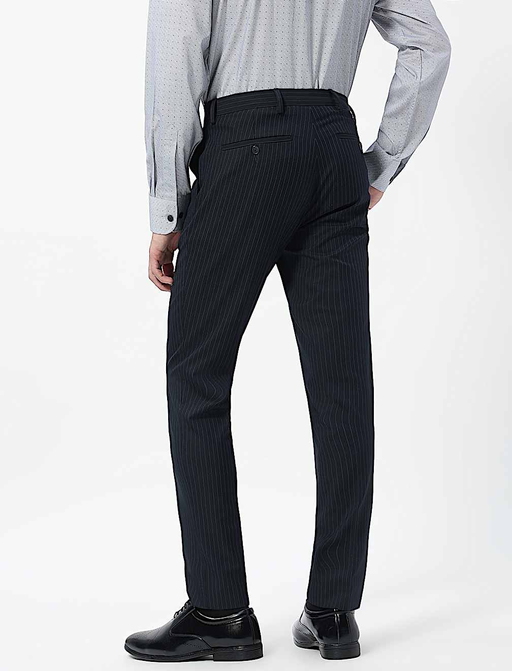 Slim Fit Stripes Mid Rise Trousers