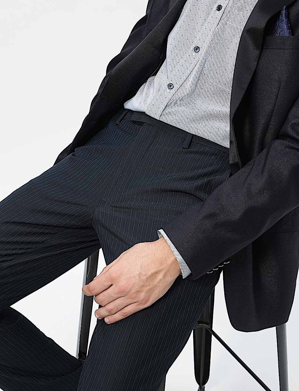 Slim Fit Stripes Mid Rise Trousers