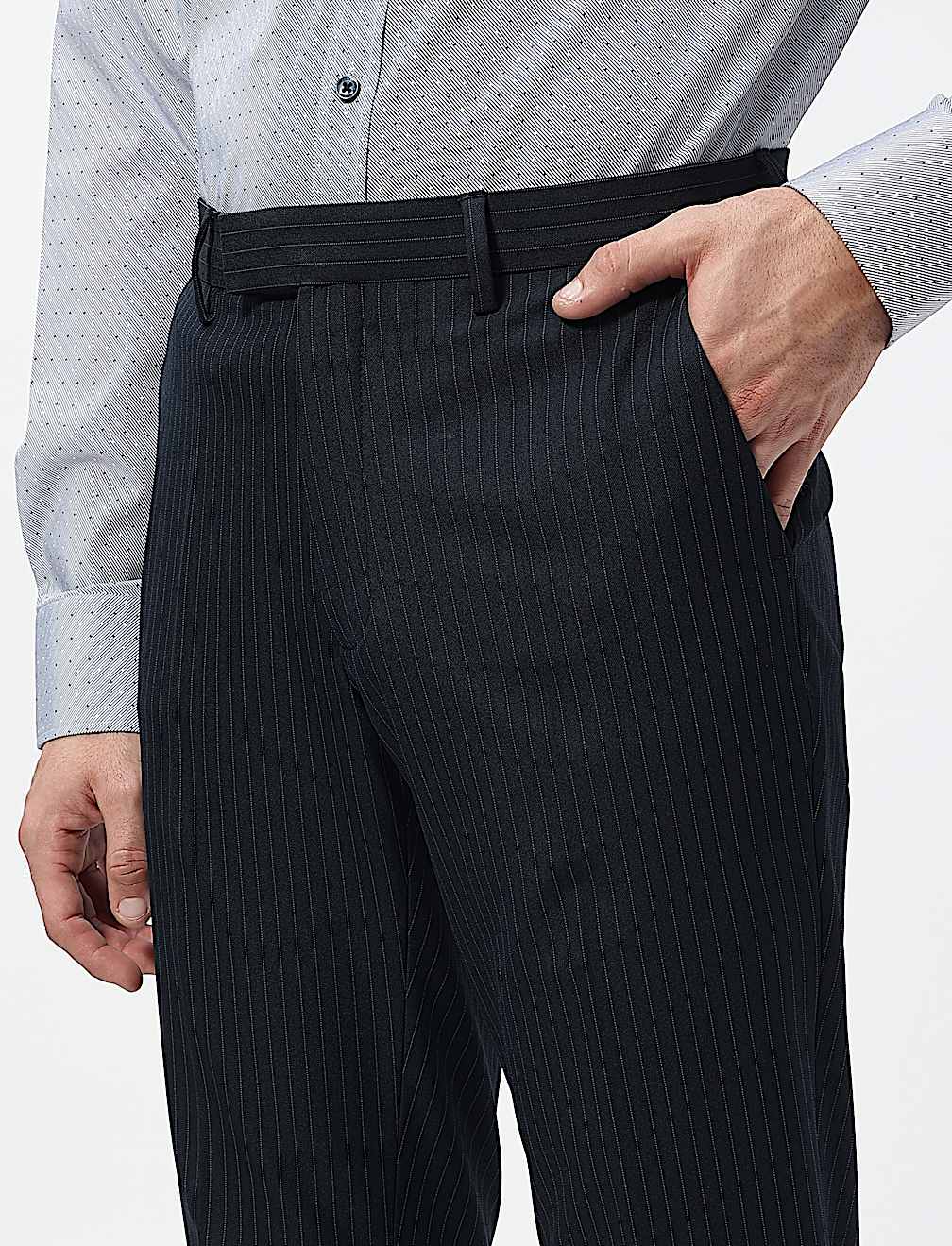 Slim Fit Stripes Mid Rise Trousers