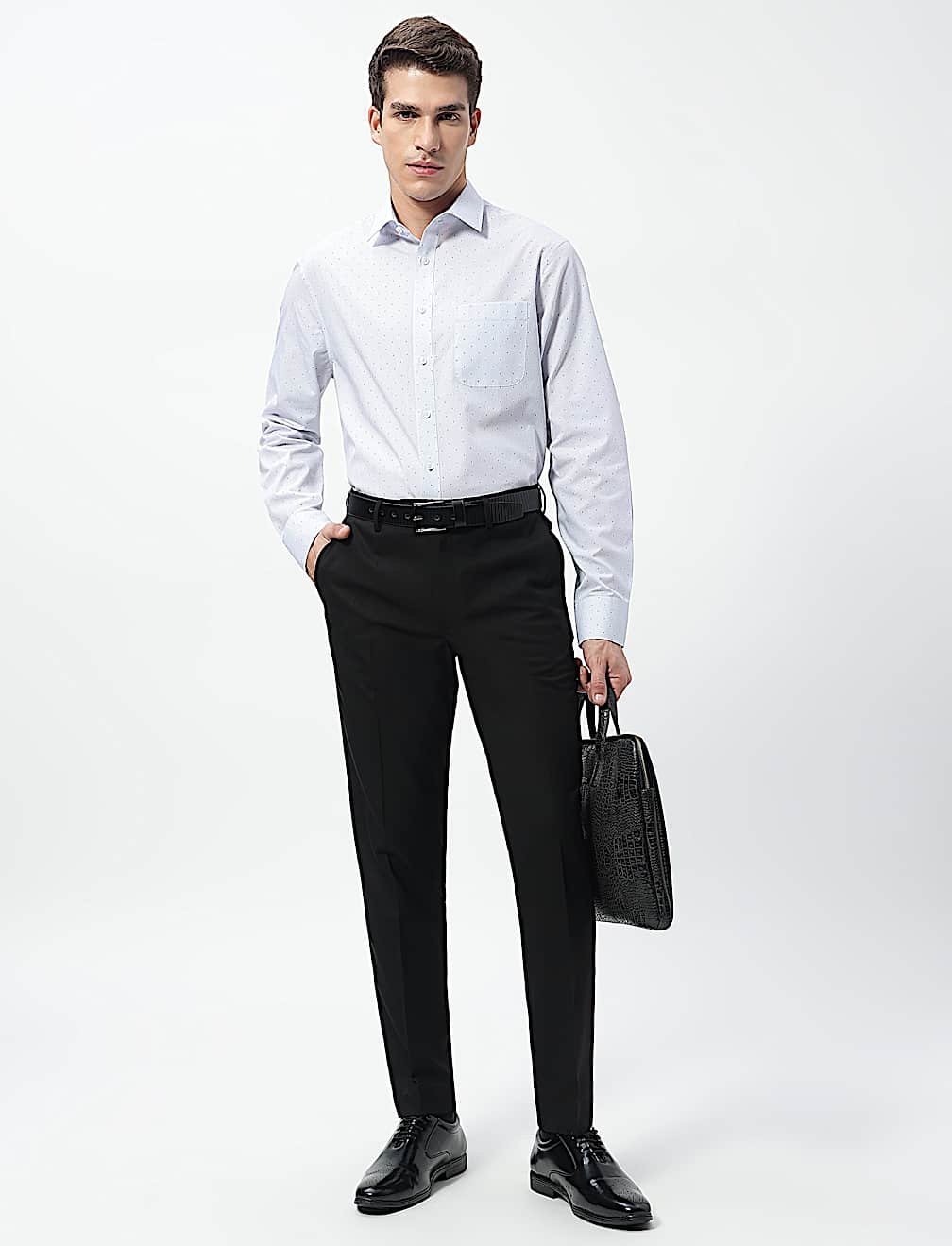 Slim Fit Mid Rise Flat Front Trousers