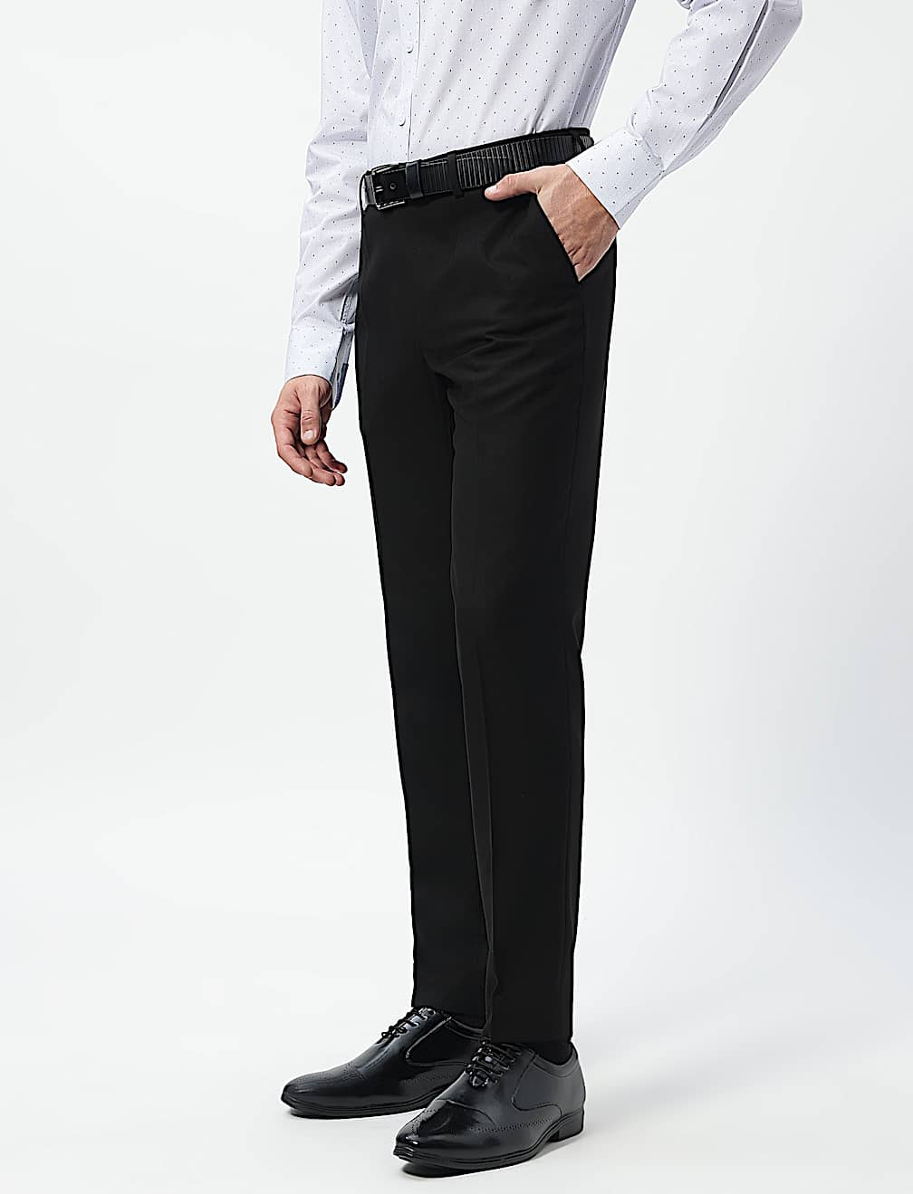 Slim Fit Mid Rise Flat Front Trousers