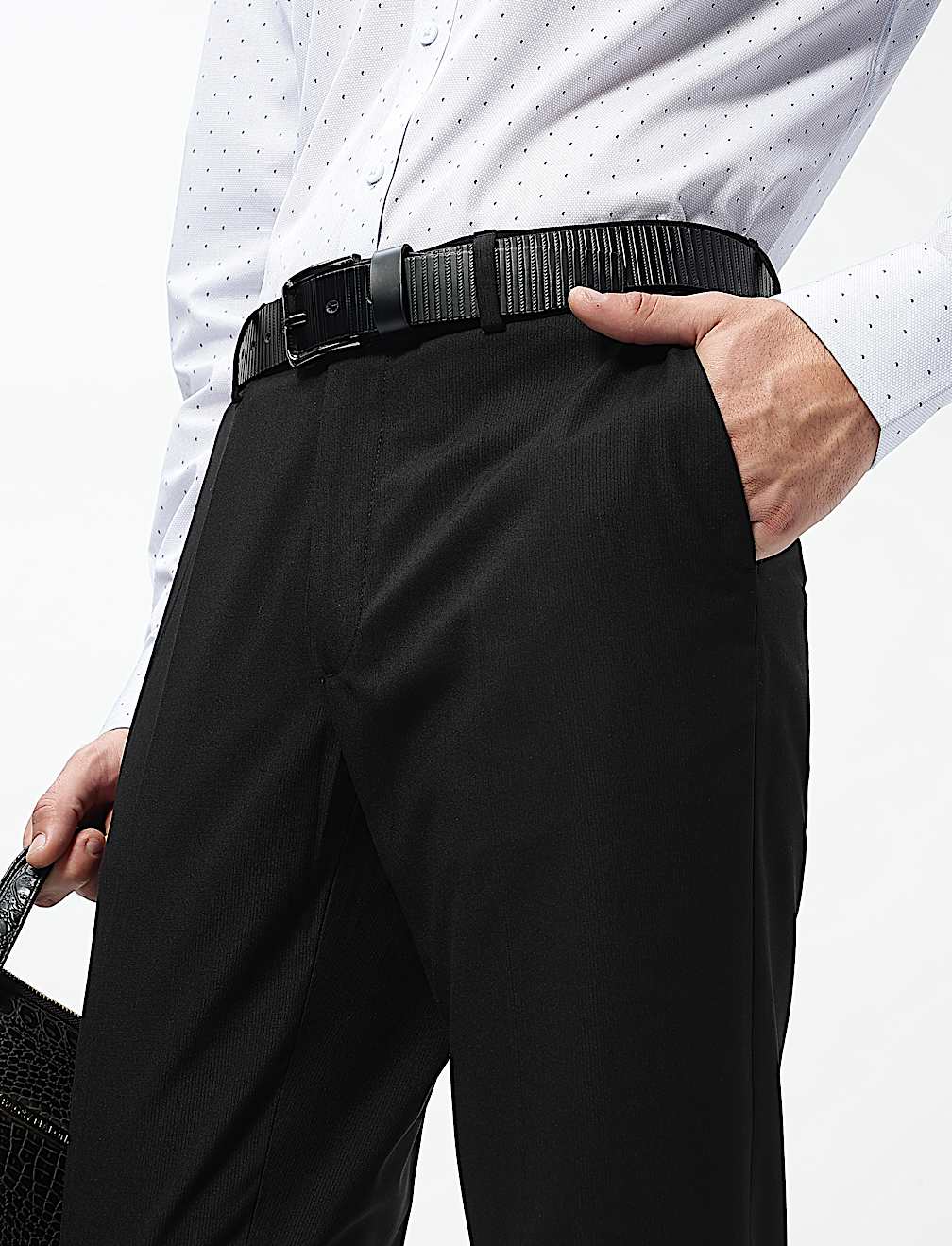 Slim Fit Mid Rise Flat Front Trousers