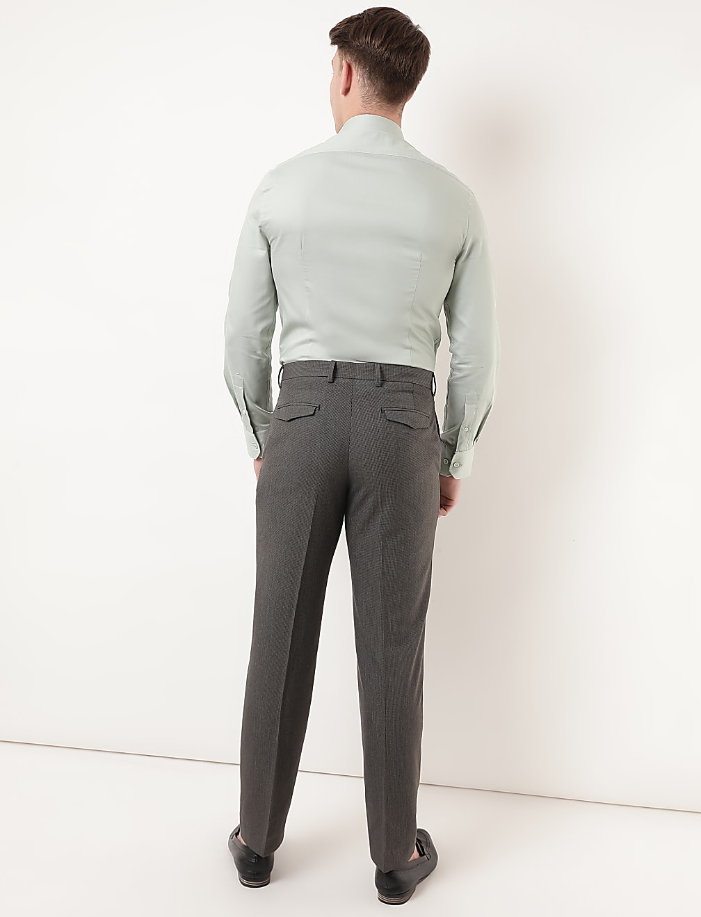 Regular Fit Houndstooth Texture Trousers