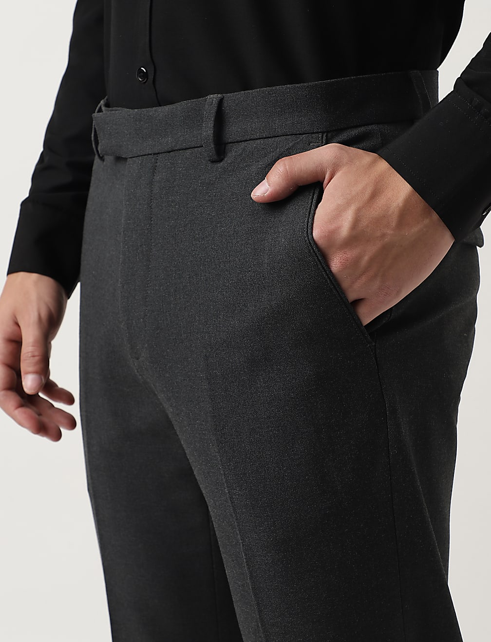 Tailored Fit Plain Trousers