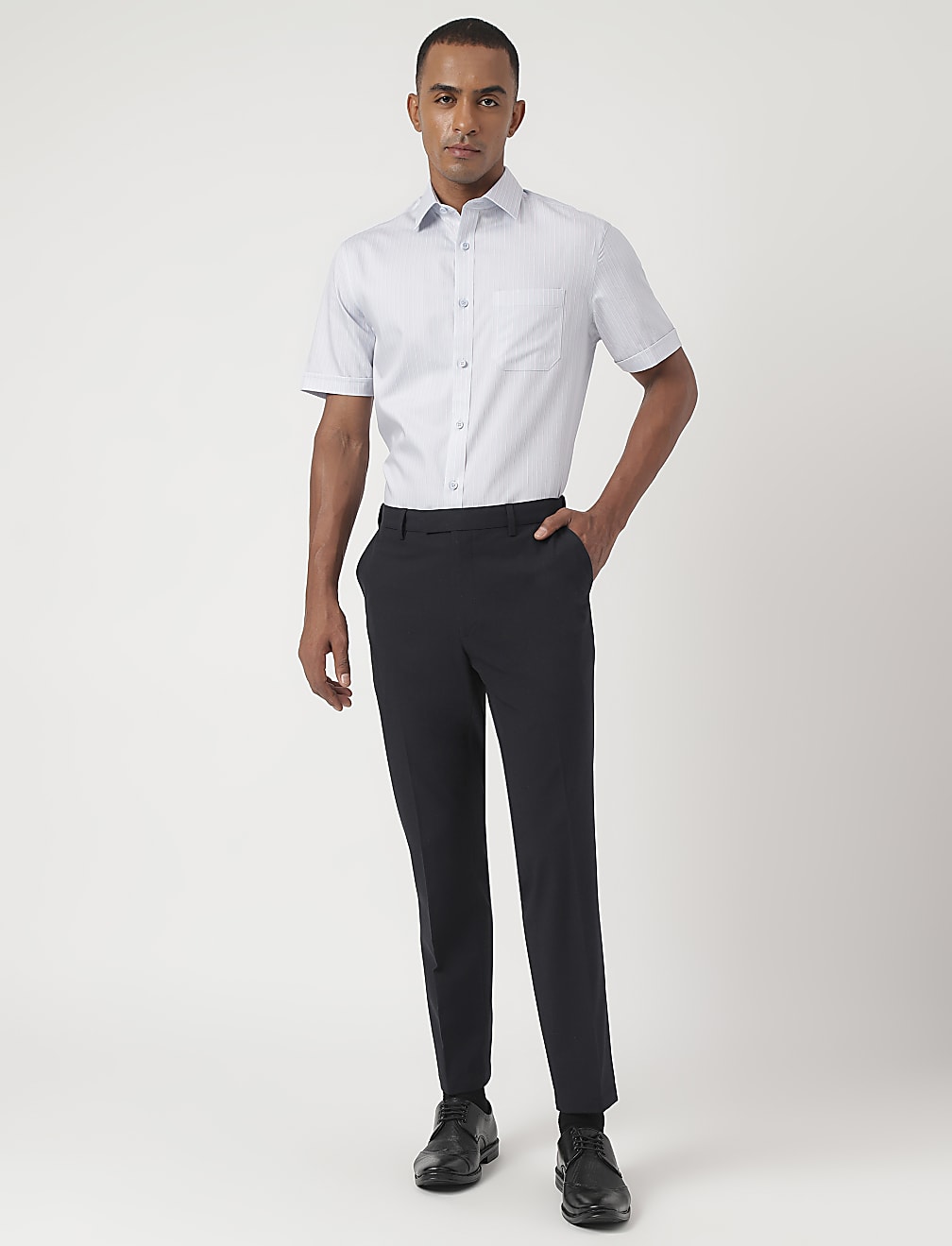 Slim-Fit Bi-Stretch Textured Trousers