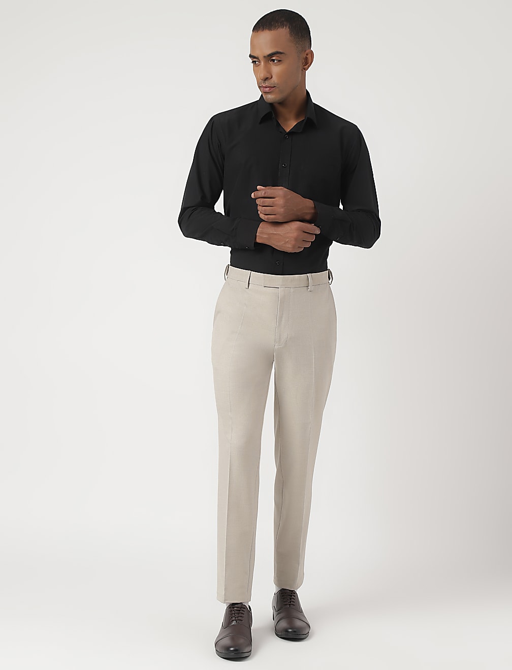 Tailored-Fit Bi-Stretch Textured Trousers
