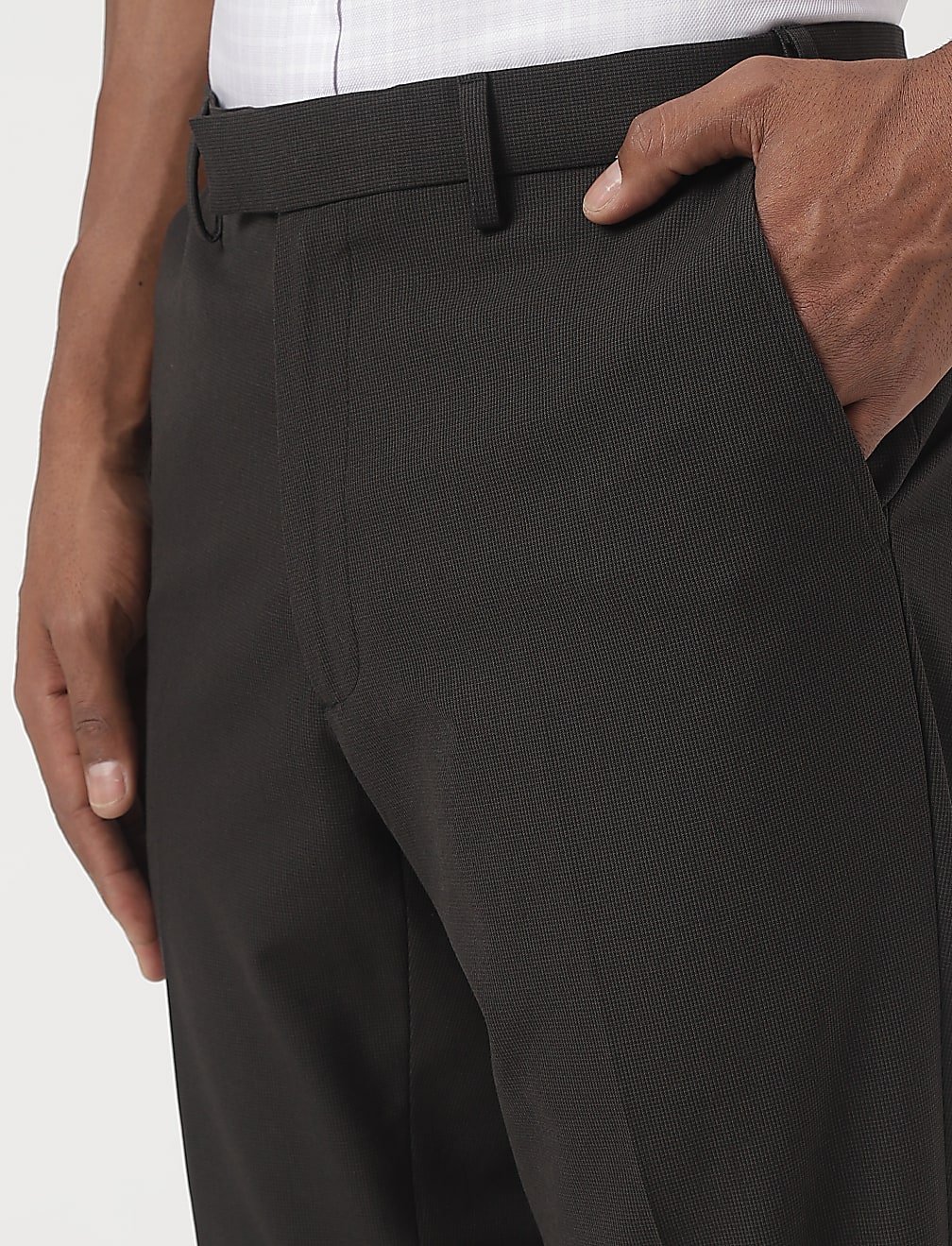Slim-Fit Bi-Stretch Textured Trousers