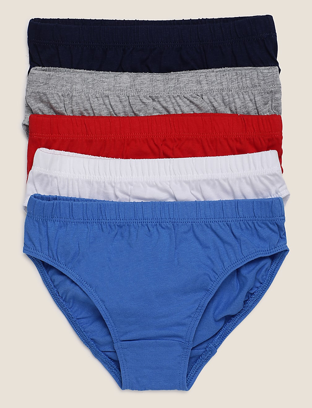Pack of 5 Pure Cotton Plain Briefs