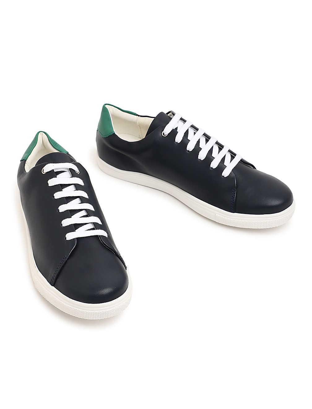 Pure Leather Lace Up Plain Sneakers