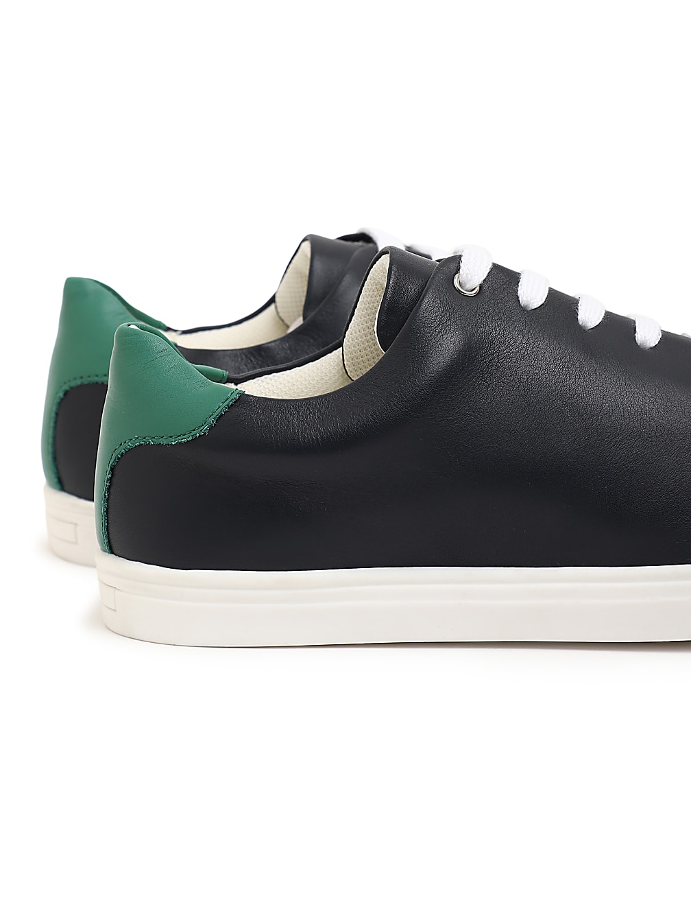 Pure Leather Lace Up Plain Sneakers
