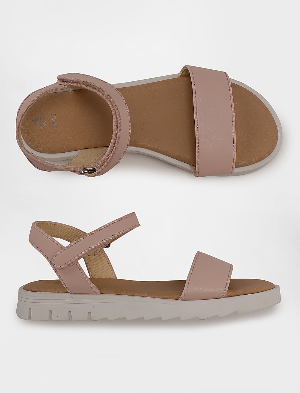 Girls Plain Velcro Flat Sandals