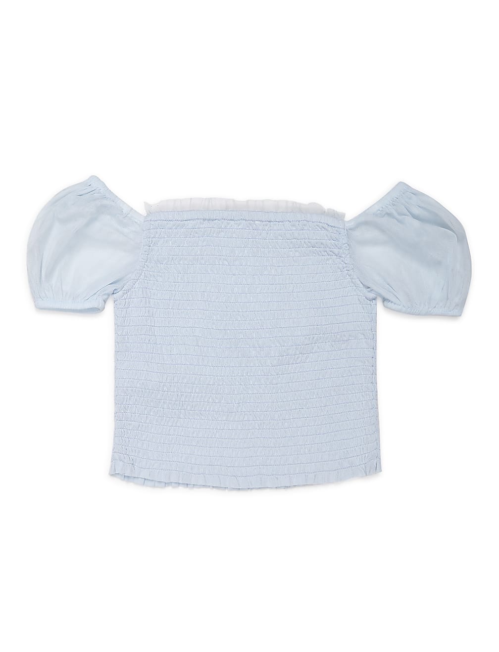 Embroidered Square Neck Tulle Top