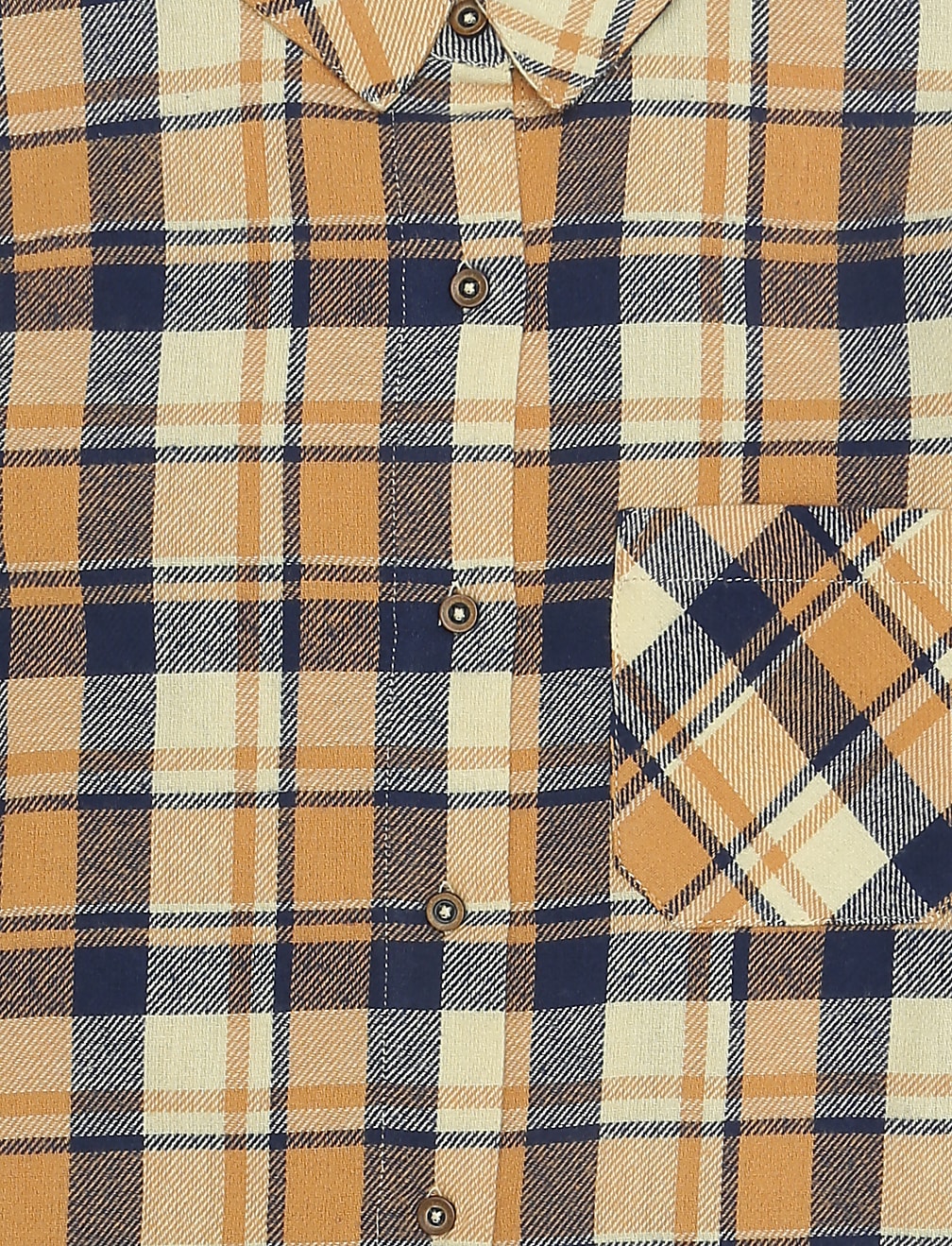 Pure Cotton Checked Spread Collar Shirt