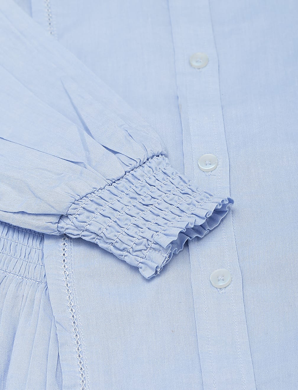 Pure Cotton Smocking Spread Collar Top