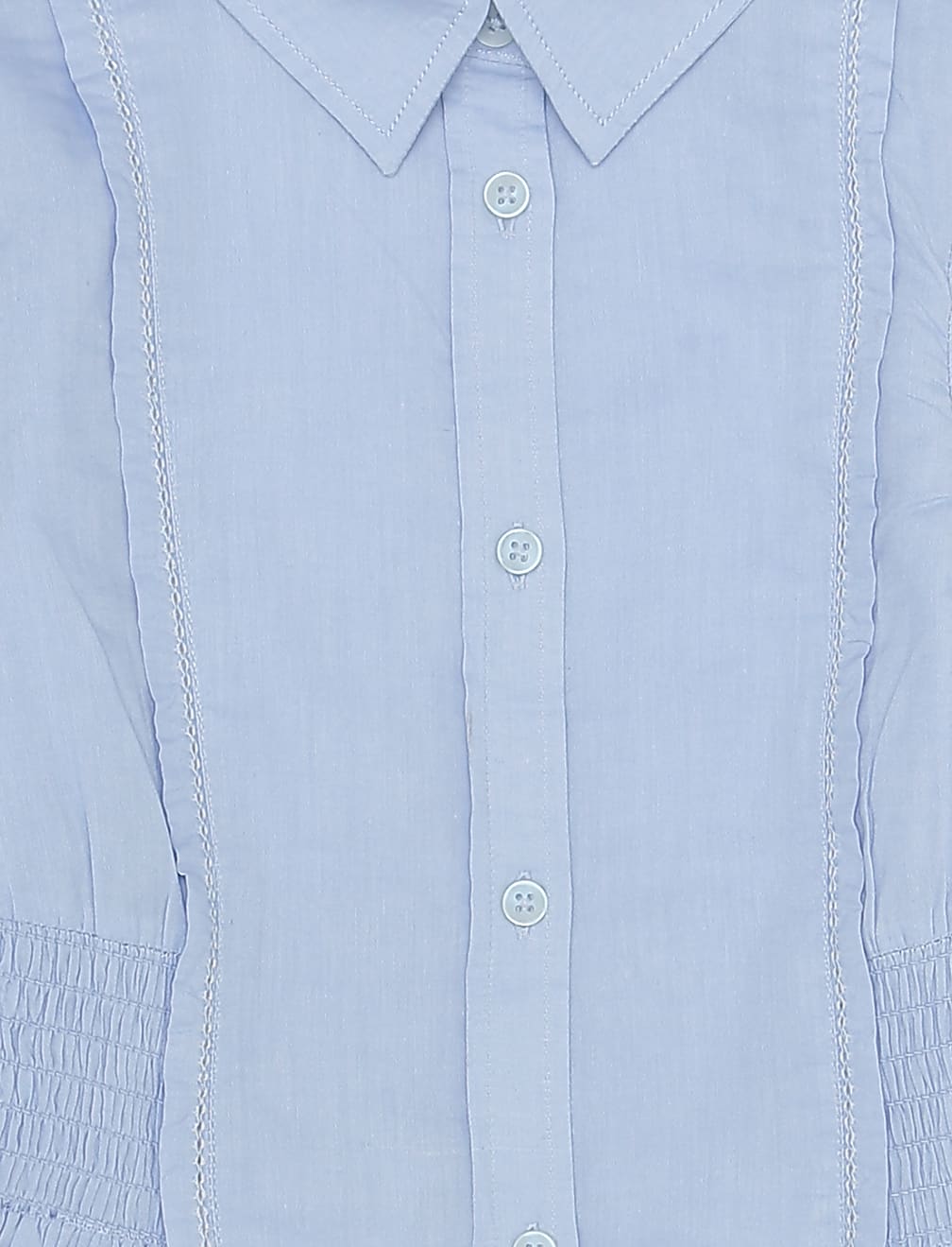 Pure Cotton Smocking Spread Collar Top