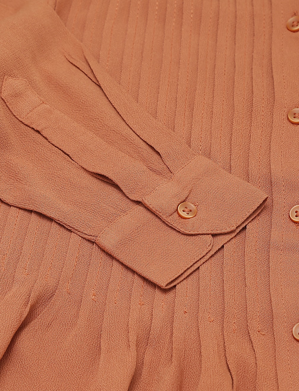 Pure Viscose Pleated Mandarin Collar Top