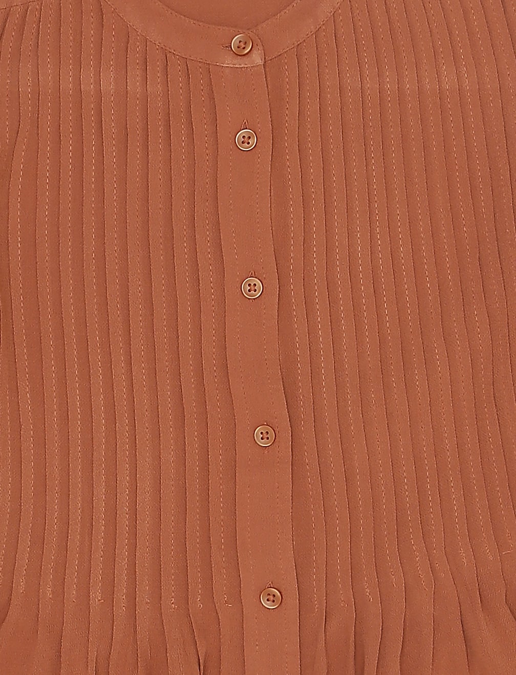 Pure Viscose Pleated Mandarin Collar Top
